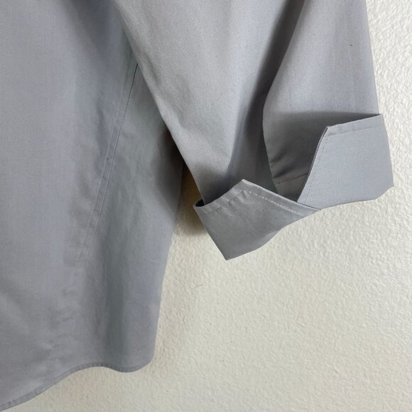 Foxcroft NYC Womens XL Non Iron Stretch Button Up Shirt Gray 3/4 Sleeve Blouse - Picture 10 of 10